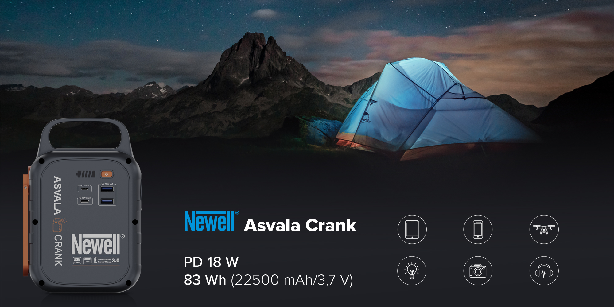 Power Station Newell Asvala Crank 22500 mAh PD 18 W